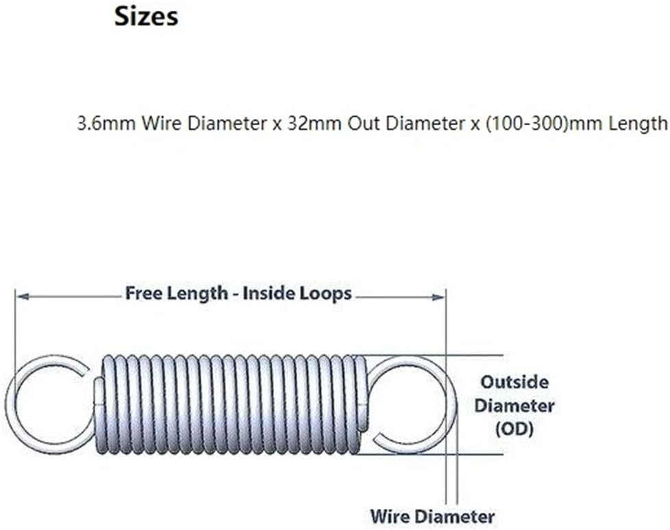 Useful 1PCS Steel Extension Spring for Garage Door and Industrial Door 3.6mm Wire Diameter*32mm Out Diameter*(100-300) mm Length (Size : 3.6x32x100mm)