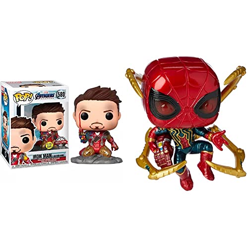 Funko Pop! Avengers Endgame: I Am Iron Man Glow-In-The-Dark Deluxe Vinyl Figure, Multicolored &Amp; Pop! Marvel: Avengers Endgame - Iron Spider With Nano Gauntlet, Multicolor (45138),3.75 Inches