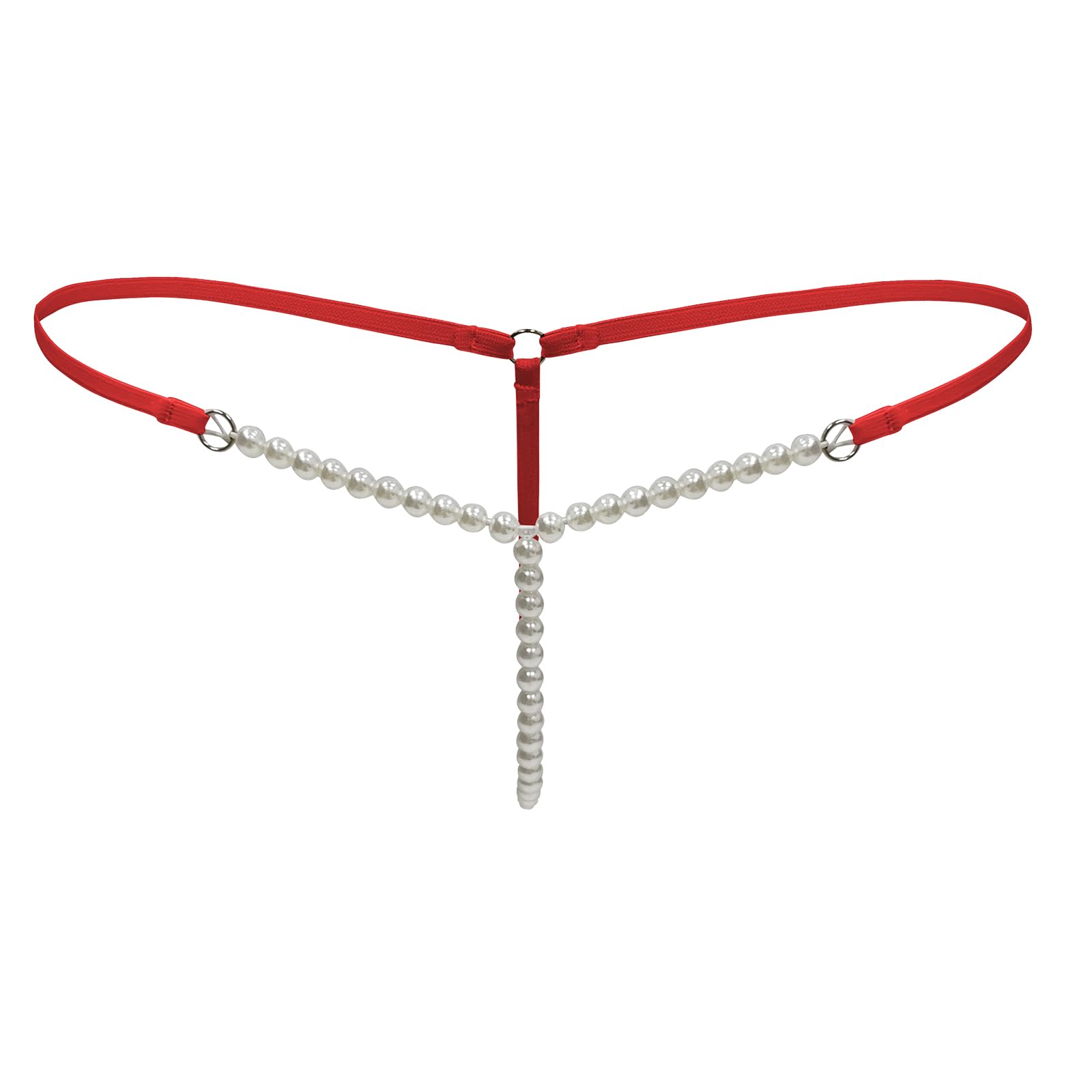 Women's Low Rise Brief Pearls Massage Chain G-String Underwear Thong