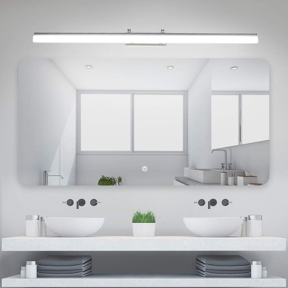 Klighten Lampe pour Miroir LED Salle de Bains IP44 24W 1560LM Lampe Miroir Applique Murale Intérieure Moderne Luminaire Salle de Bain Blanc Neutre 5500K 100CM