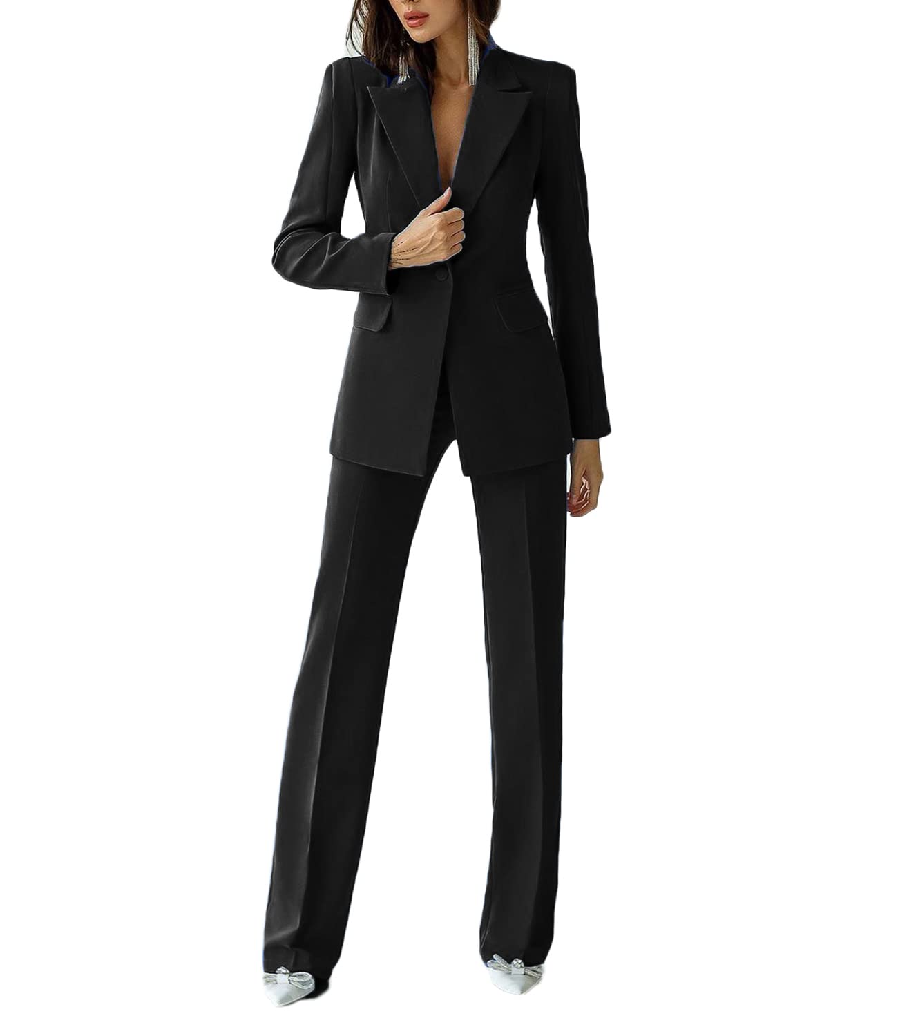 Vestito da donna 2 pezzi pantaloni da lavoro set di abiti da donna formale da ufficio abiti da donna con risvolto da donna adatto per il lavoro professionale