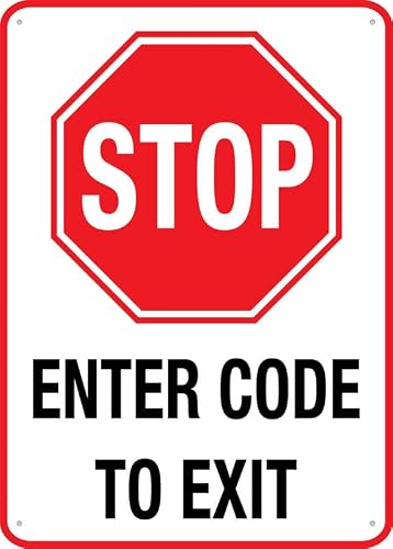 Enter Code To Exit (Stop) Aluminum Metal Sign 12x8 inch Rustproof Aluminum Multicolor For Home/Business Use