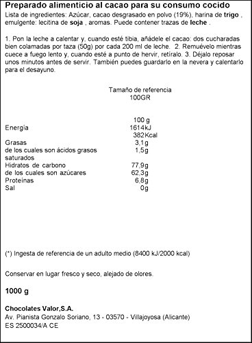 Valorcao per kopje - Bereid voor chocolade per kopje - Cacaopoeder - VALOR - 1 kilogram - Afbeelding 3