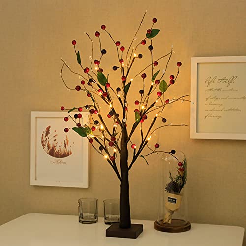 Lâmpada de Mesa com Ramos de Árvore Bonsai e Luzes LED