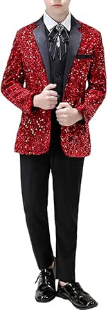 SWOTGdoby Boys Suits 3 Piece Slim Fit Check Plaid Kids Tuxedo Suits for Boys Formal Dress Blazer Jacket Pants Vest Wedding Sea Blue main image 1