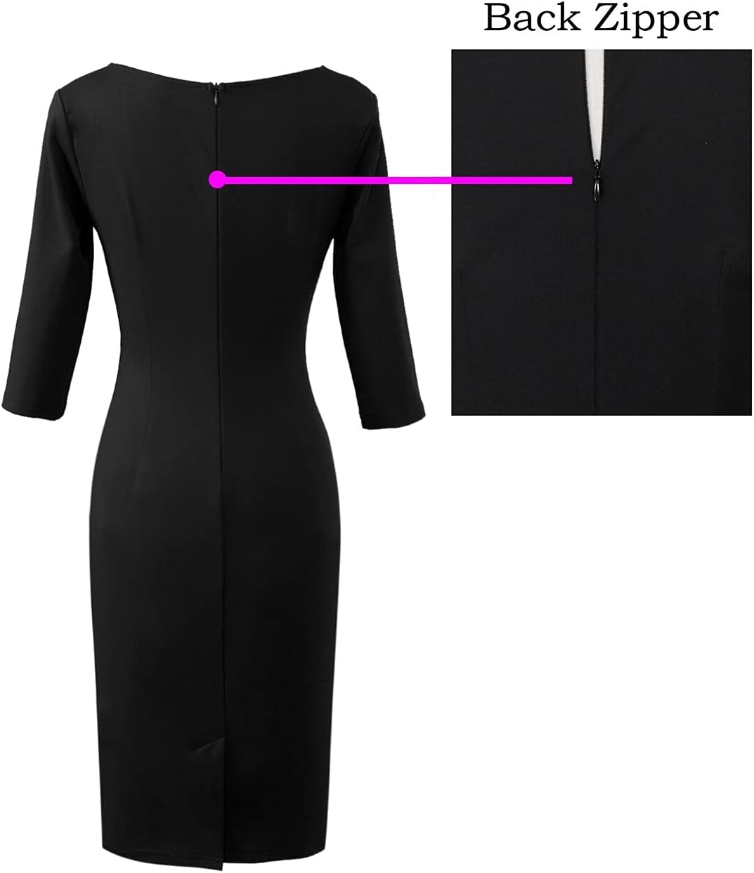 VFSHOW Womens Slim Zipper Up Work Business Office Party Bodycon Pencil Sheath Dress - Image 4