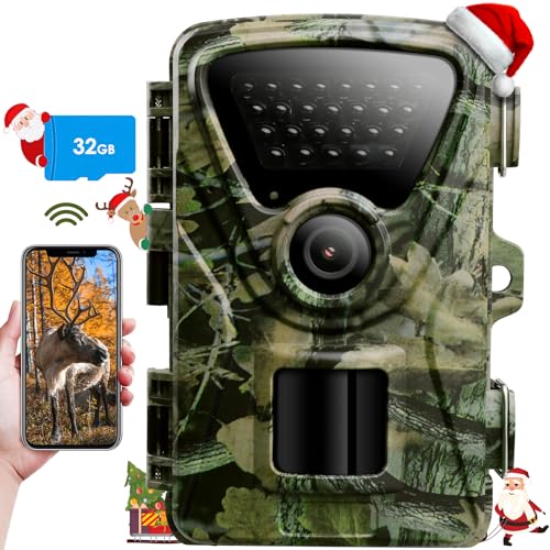 MAXDONE Trail Camera WiFi Game Camera - 1440P 32MP H.264 Trail Camera with No Glow Night Vision Motion Activated Waterproof IP66 Trail Cam for Wildlife Deer Scouting Hunting Property Hunting Camera