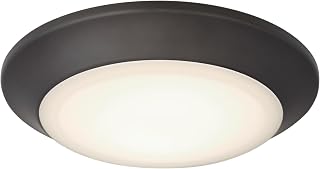 Westinghouse 6134100 Makira Traditional One-Light, 7.5 Inch 16 Watt Dimmable LED Indoor/Outdoor Selectable Surface Mount Fixture Black-Bronze Finish, Frosted Acrylic Shade