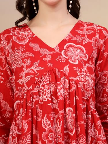 Image of COTLAND Fashions Jaipuri Cotton Printed A-Line Flared Dress for Women
