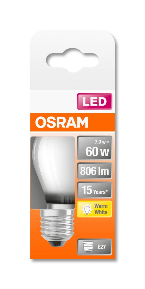 OSRAM LED Retrofit CLASSIC P Lote de 10 x Bombilla LED, Casquillo E14, 2700 K, 6,50 W, Equivalente a 60W, Blanco cálido