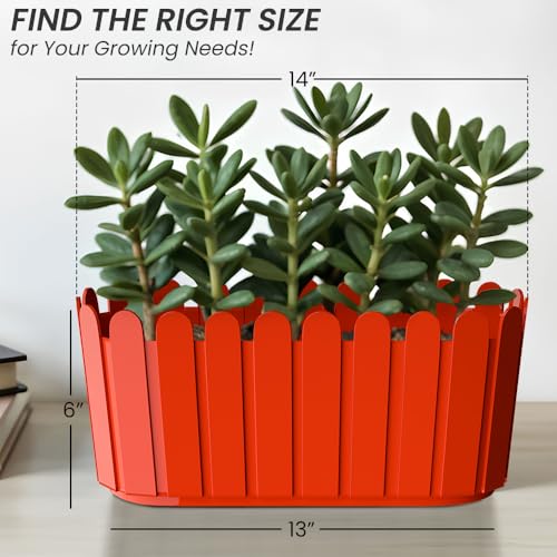 Image of YUCCABE ITALIA SHERA Fence-TRA 14 INCH Plastic Flower Pot Suitable for Inddor Outdoor Kitchen Garden