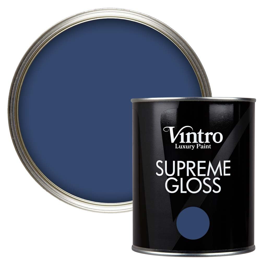 Vintro Paint Dark Blue - Northern Star | Gloss Paint | For Walls | Wood | Trim | Gloss Furniture Paint | Interior & Exterior Use. 1 Litre (Dark Blue - Northern Star)