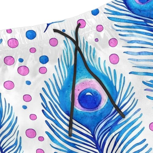 Men's Swim Trunks Size S Animal Feathers with Mesh Lining Soft Breathable Quick Dry Beach Shorts Sapphire Blue4