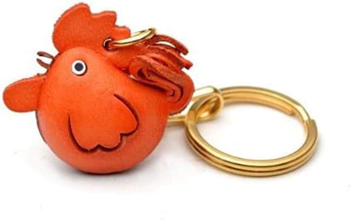 Vanca.comRooster Animal Chinese Zodiac 3D Leather Keychain(L) VANCA Craft-Collectible Keyring Charm Pendant Made in Japan