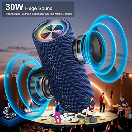 Abuytwo Musikbox Bluetooth Lautsprecher - IPX7 Wasserdicht Tragbarer Bloototh Lautsprecher Mit Led Licht, Bass Box Mit Surround Stereo, 24H Akku Kabellose Lautsprechers, Groß Boxen Für Outdoor, Strand – Bild 3