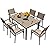 Homall 7 Pieces Patio Dining Set Outdoor Furniture with 6 Stackable Textilene Chairs and Large Table for Yard, Garden, Porch and Poolside, Beige