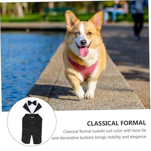 Traje formal para perro DECHOUS con pajarita, talla M miniatura 5