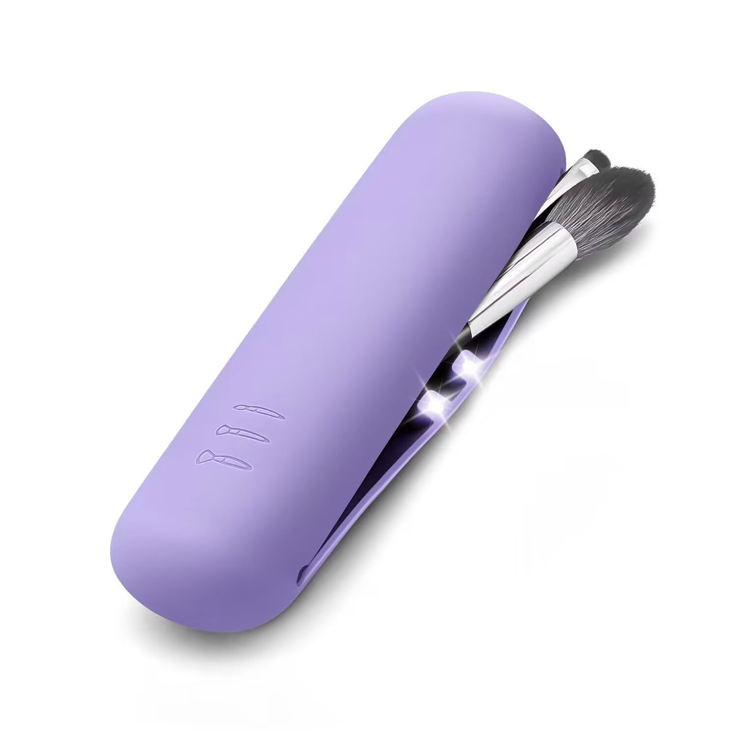 Bling TomanSilicone Makeup Brush Holder Travel Cosmetic Bag Makeup Brush Organizer with Cleaning Base, Bigger Travel Accessories 8.3 x 2.4 x 1.6 Inches (Purple)