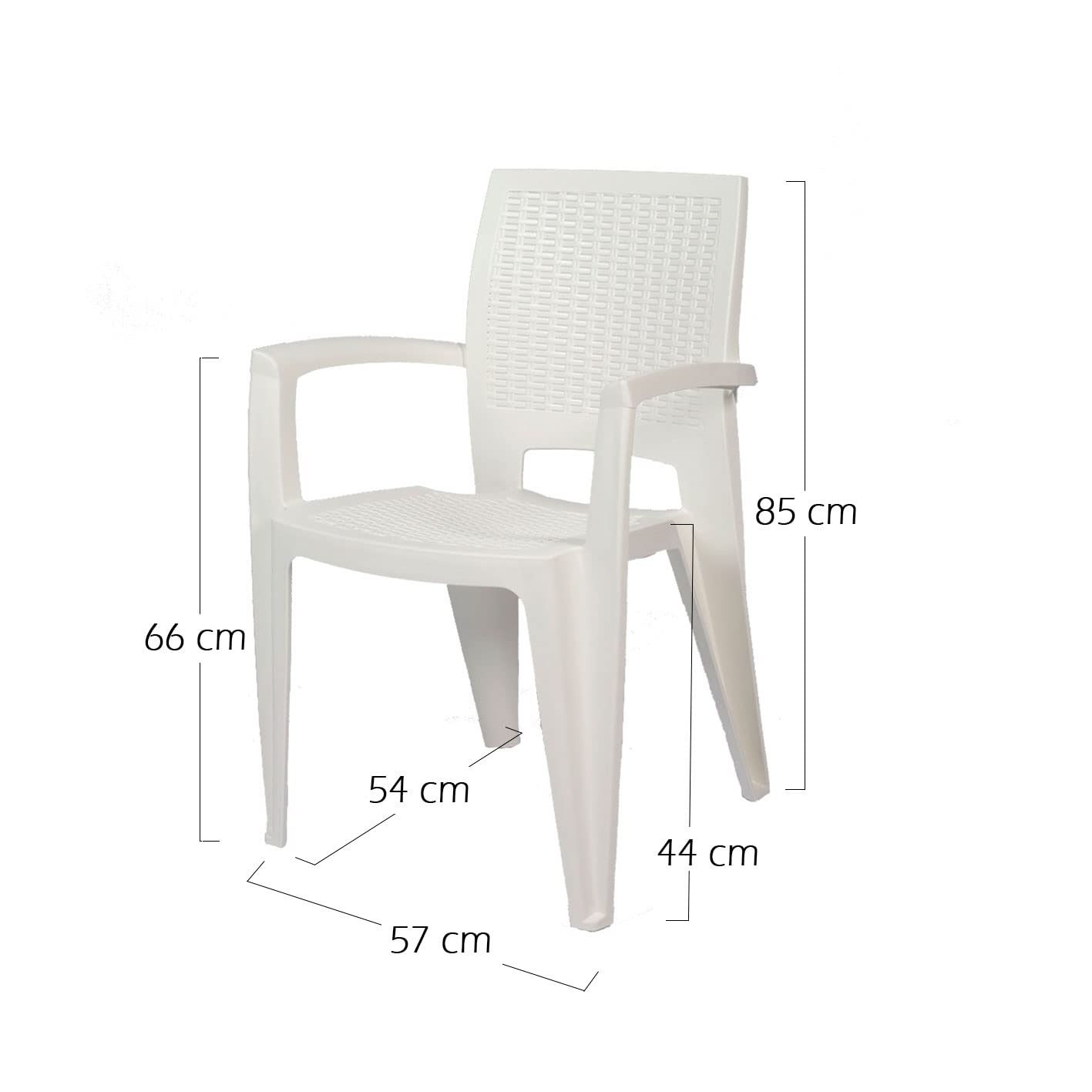 CREVICOSTA QUALITY MARK MARCAS DE CALIDAD - Caribe - Lote de 4 Sillas de Resina. 85 x 54 x 57 cm (Blanco)