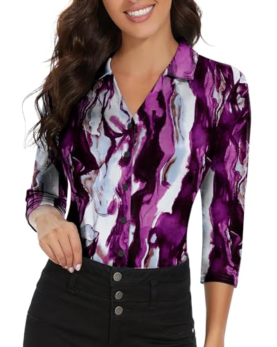 Soneven Elegante Bluse mit V-Ausschnitt für Damen - Sport T-Shirt mit...