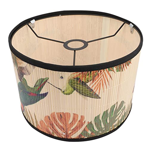 Uonlytech V88L01WO5624414Y Drum Lamp Shade E27 Vintage Burlap Lampshade Birds Pattern Chandelier Lamp Cover Replaceable Light Accessories thumb #4