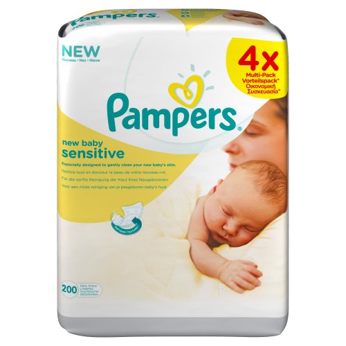 Pampers - New Baby Sensitive - Lingettes Bébé - Lot de 4 Paquets de 50 (x200 Lingettes)