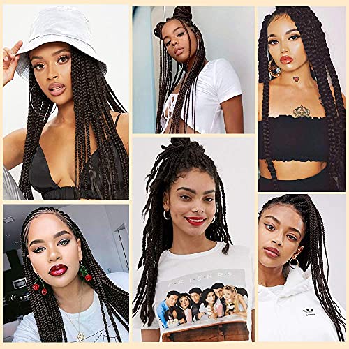 Pre Stretched Braiding Hair Color 4 Knotless Hair Extensions 8 Packs Yaki Professional Hot Water Setting Easy Box Braids Crochet Hair For Braiding(20Inch,Natural Black 4#) #TOP5