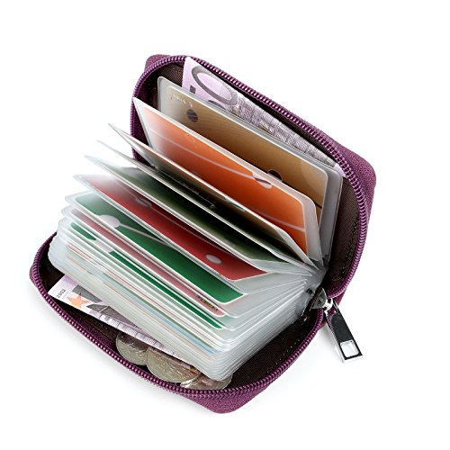 GERIINEER Porte Cartes de Crédit Femme Homme Cuir 26 Fentes (Violet) – vue 6