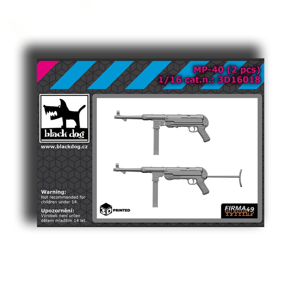 Black Dog 3D16018 1/16 Dummy 3D Printed/Resin MP-40 (2 pcs) 3D Printed