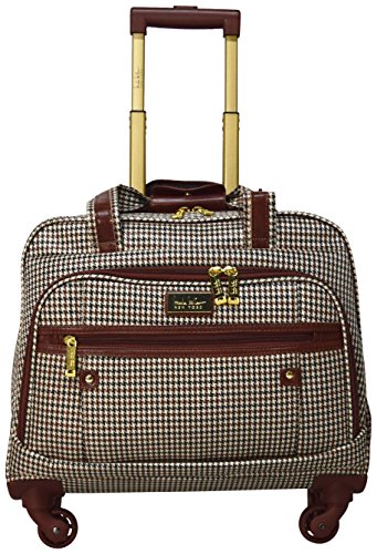 Nicole Miller New York Designer 17 Inch Carry On - Weekender Overnight Business Travel Luggage - Lightweight 4- Spinner Wheels Suitcase - Briefcase Rolling Bag for Women (Taylor Brown Plaid)