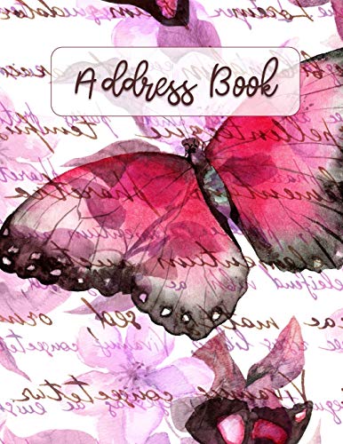 Address Book: Large Print - Pink Butterfly Design - Large Telephone Address Book for Seniors and Wom