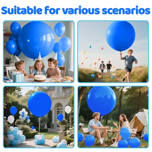 Image of Dark Blue Balloons 9pcs 36 Inch Extra Large Big Jumbo Giant Matte Navy Blue Latex Balloons for Graduation New Year Weddings Father's Day Baby Shower Birthday Party Decorations