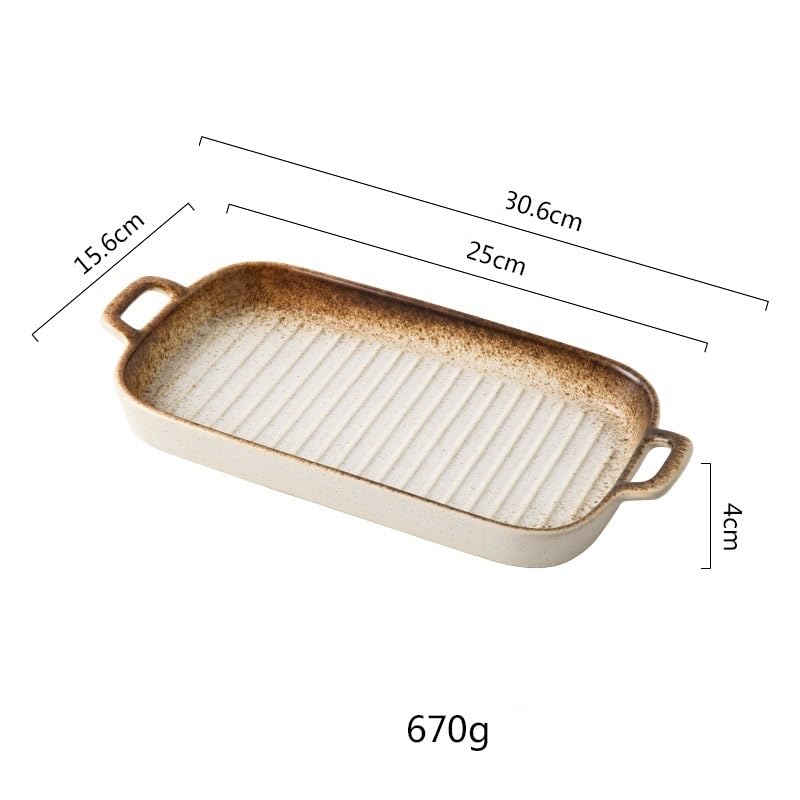 Pirofila Teglia da forno rettangolare grande in ceramica 30,6 cm(Multi-colored)
