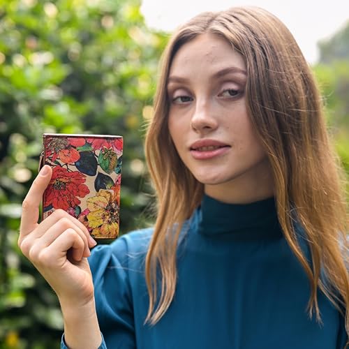 Anna by Anuschka Heritage Collection Women's Genuine Leather Mini Two-Fold Wallet - Camellia Tan Print3