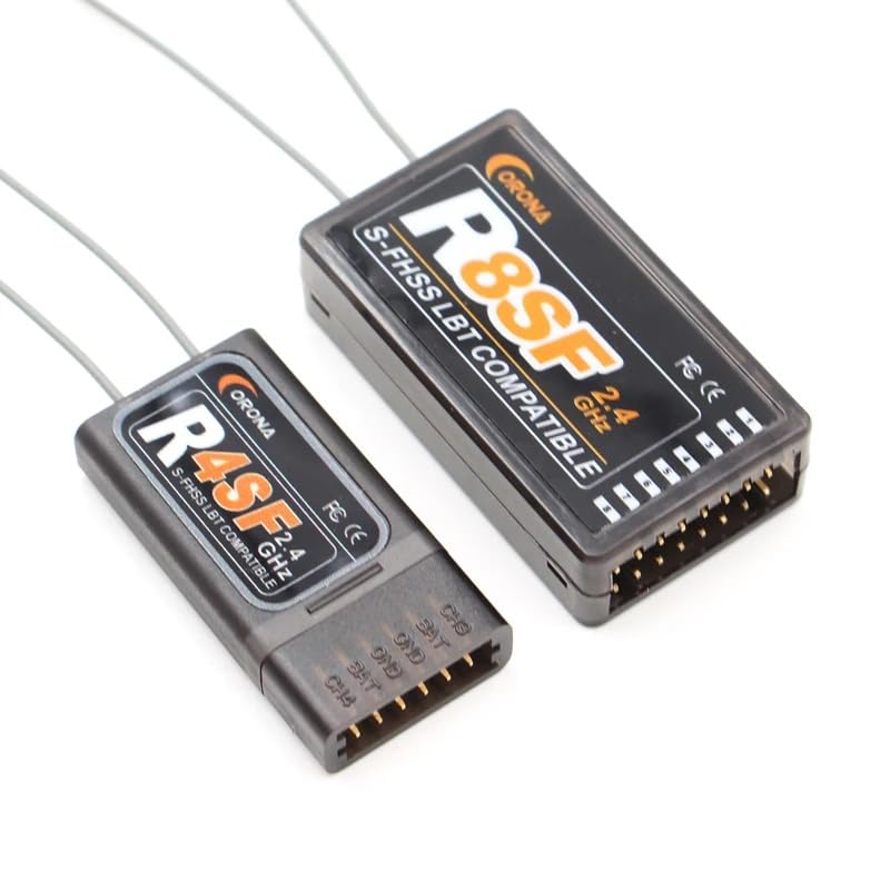 SPARKHOBBY Corona R4SF 4CH R8SF 8CH 2.4GHz S-FHSS/FHSS Receptor compatible para FUTABA T6j T6K T8J T10J 14SG 16SZ 18MZ 4PLS Control remoto (R4SF y R8SF)