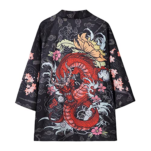 Image of PRIJOUHE Mens Kimono Set Japanese Haori & Shorts 2 Piece Summer Outfits