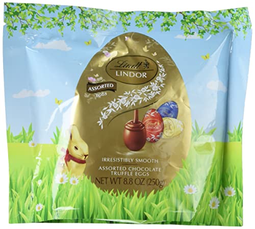 Lindt LINDOR Assorted Chocolate Truffle Eggs, Assorted Chocolate Eggs with Truffle Filling, 8.8 Oz Bag