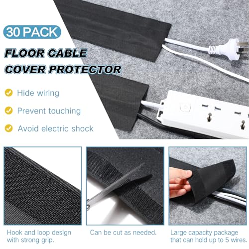 Image of WILLBOND Carpet Cord Cover Cable Protector Floor Cover Cable Protector Management Only for Commercial Office Carpet(295.28 ft,Black)