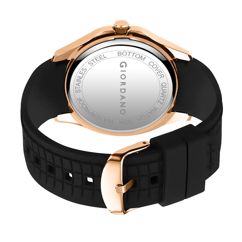 Image of GIORDANO Analog Watch for Men - Textured Dial, Stainless Steel Strap, Date Display, Quartz Movement, Water Resistant