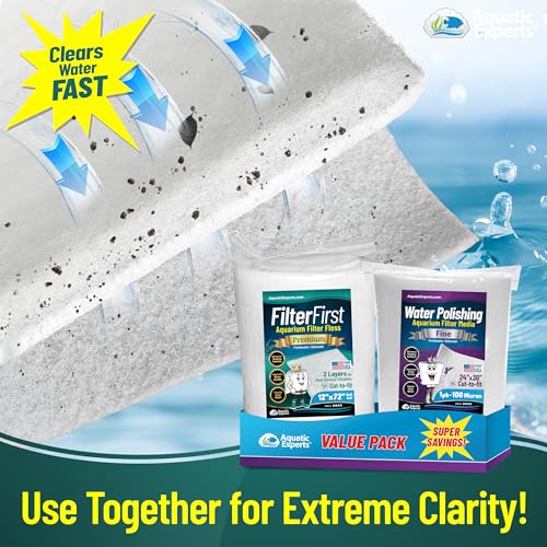 Image of Aquarium Filter Floss for Fish Tank Filters - FilterFirst Aquarium Filter Pad - Media Roll for Crystal Clear Water, Aquatic Experts, 3 /4 inch - 1 inch Thick (12 Inch Wide, Value Pack)