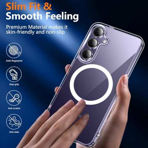 Image of DIZORO Crystal Clear Magnetic Compatible with Samsung A16 5g Back Cover case with Anti-Yellow (Compatible with Magsafe) Anti-Scratch | Shockproof Transparent Cover