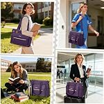 RAINSMORE Teacher Sac de rangement avec petit sac de rangement 15.6 inch Sac pour ordinateur portable pour femmes avec des sacs de travail de poche isolants pour les femmes sac d'infirmière Messenger mallette pour ordinateur portatif pour les soins infirmiers de bureau, violet