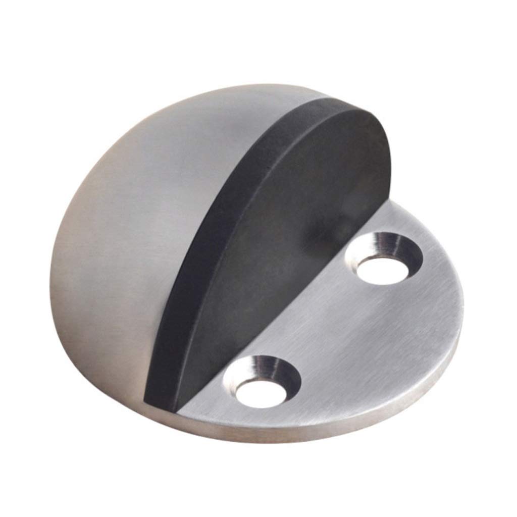 Butée de porte bois au sol demi-lune en alliage zinc chrome satiné 43mm