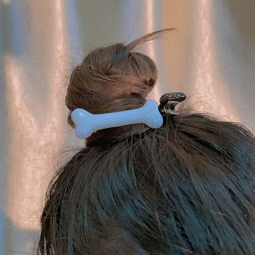 2 Pinzas para cabello diseño hueso de perro negro miniatura 5