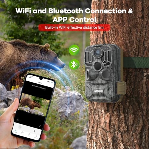 Image of DEATTI Wildlife Camera with Mobile Phone Transmission App, 4K 48MP HD WLAN Bluetooth Wildlife Camera with Motion Sensor, Night Vision (T4)