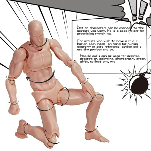 Image of Body Kun Artist Manikin Figure Drawing Supplies Drawing Tools, Mannequin for Artists Drawing Figures Model for Sketching, Painting, Artists Male (Skin Color)