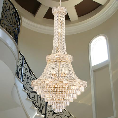 HUANXISHA 25-Light Gold Crystal Chandelier 3-Tier