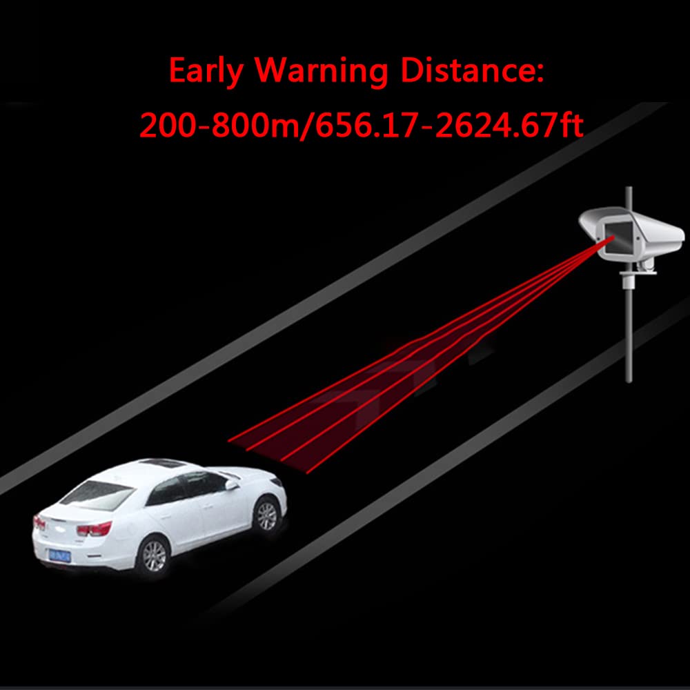 Baceyong Dispositivo di allarme vocale con display a LED automatico a 12V 360 gradi per rivelatore radar di bordo, allarme remoto a lunga distanza 200-800m per rilevamento radar di bordo