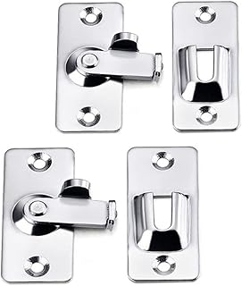 SZHDXSY 2Small 90 Degree Right Angle Door Lock Buckle Lock Bolt Lock cam Lock for Door and Window Sliding Lock bar Bolt barn Sliding Door Lock Sliding Latch, Silver