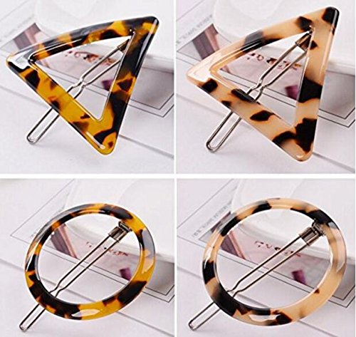 2 Pairs Leopard Print Color Circle Triangular Hairpin Barrettes Hair Clip Clamps Hair Pin Barrette Hair Accessories For Women Girl #TOP1